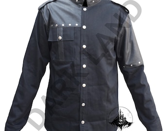 Black Steampunk Shirt - Men Long Sleeve Steampunk Victorian Shirt - Gothic Button Up Black Cotton Shirt For Men