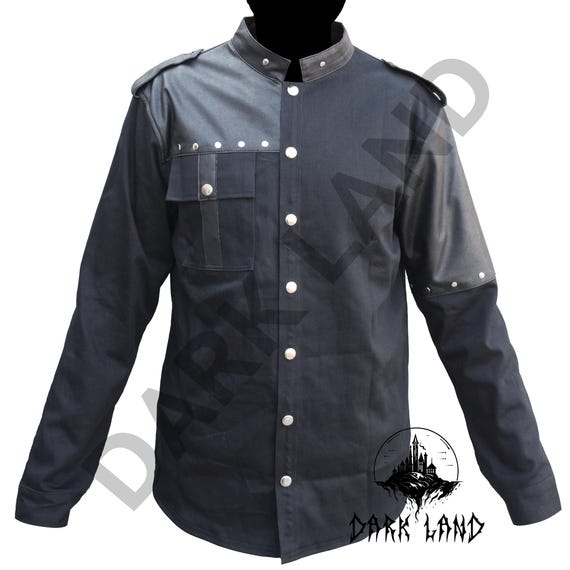 Camisa Steampunk negra Camisa victoriana Steampunk de manga