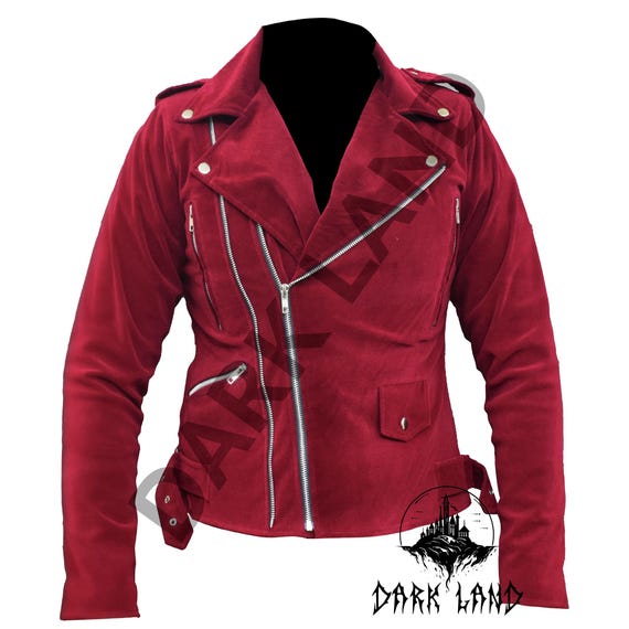 Jaqueta masculina de veludo gótico bordô Jaqueta com zíper