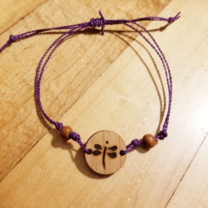 Wood Burned Boho Dragonfly Bracelet