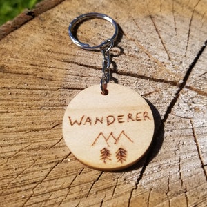 Handmade Wood Burned Wanderer Keychain