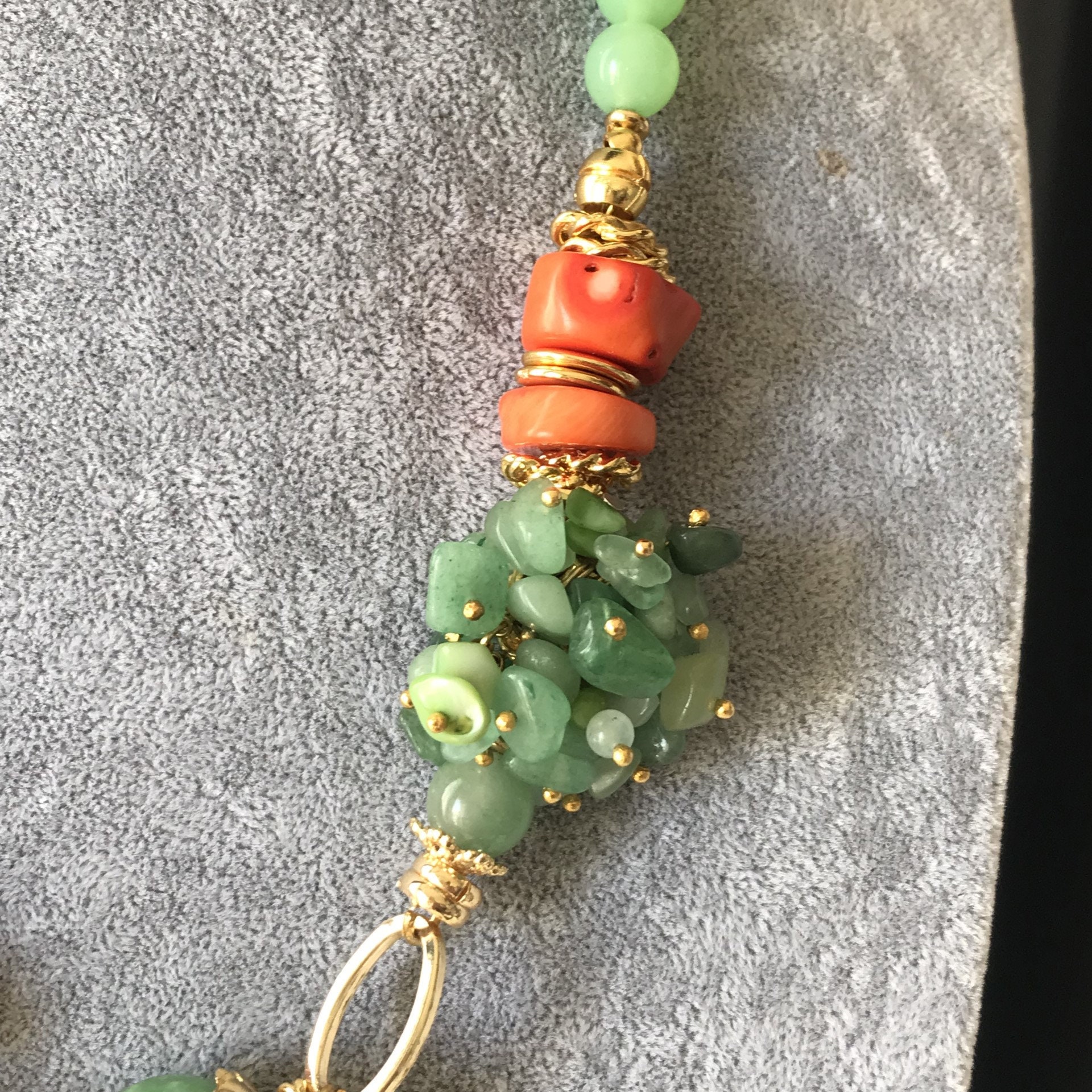 Special Design Coral and Green Jade Gemstone Summer - Etsy