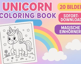 Unicorn Coloring Book / Unicorn Coloring Pages / Unicorn Coloring Pages - 20 Printable Coloring Pages as a Coloring Book