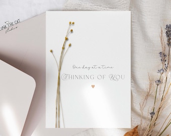 Thinking Of You Printable Card Sympathy Card One day at a time Thinking of you Card Sorry for your loss Instant DIGITAL DOWNLOAD