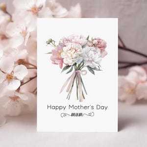 Cartão de Dia das Mães Cartão para impressão Cartão floral em aquarela Cartão de feliz dia das mães para a mãe DOWNLOAD DIGITAL instantâneo