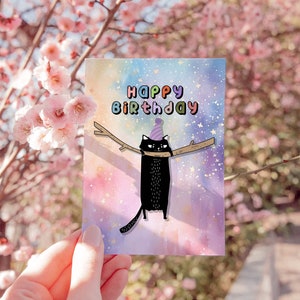 Black Cat Birthday Card Printable Card Happy Birthday To You Funny Greeting Card Instant DIGITAL DOWNLOAD