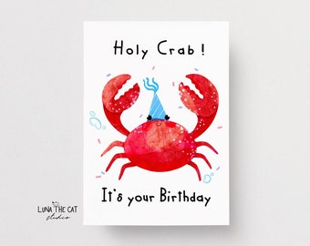 Holy Crab It&#39;s Your Birthday Card Funny Pun Birthday Card Funny Greeting Card Instant DIGITAL DOWNLOAD