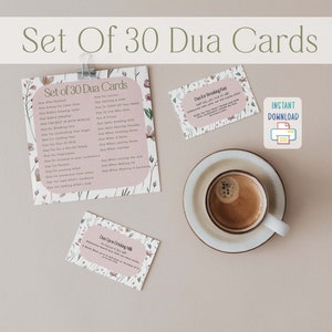 Printable Dua cards Floral Daily Dua Cards Set of 30 Arabic & English Muslim Prayer Cards Ramadan gift Instant DIGITAL DOWNLOAD