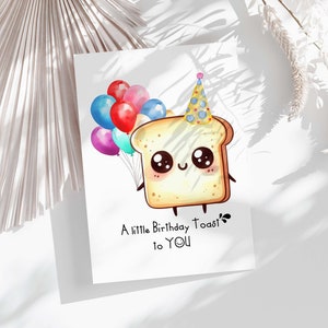 Eine kleine Geburtstags-Toast-Geburtstagskarte. Druckbare Karte. Alles Gute zum Geburtstag für Sie. Süße Grußkarte. Sofortiger DIGITALER DOWNLOAD
