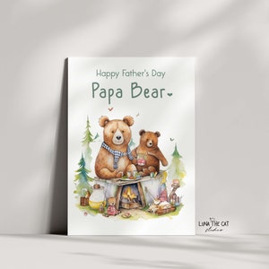 Bonne fête des pères Papa ours carte imprimable fête des pères carte carte de voeux pour papa téléchargement numérique instantané