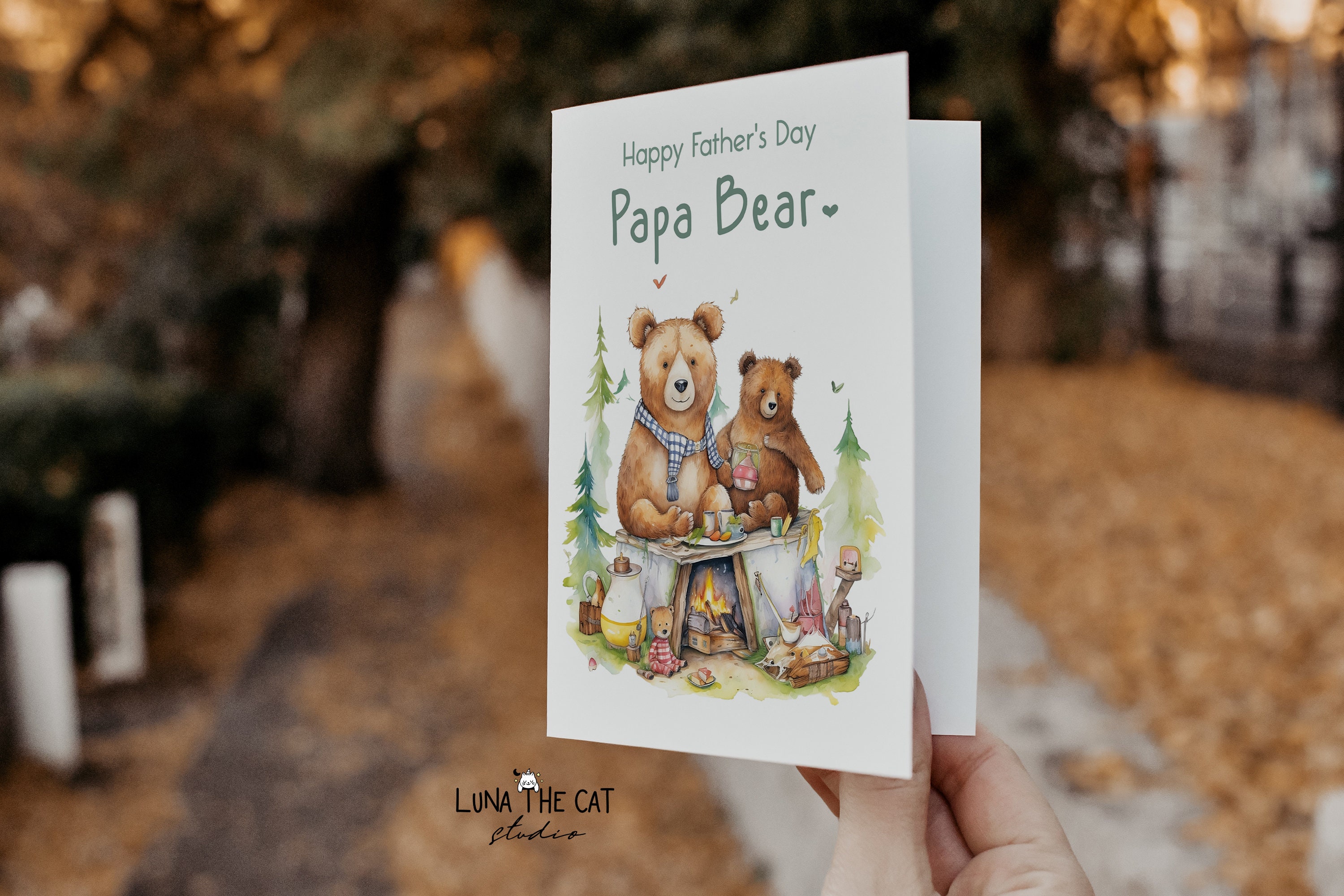 Happy Father's Day Papa Bear Printable Card Father's Day Card Greeting ...