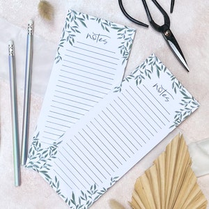 Green Watercolor Leaves Skinny Notepad | 50 Pages