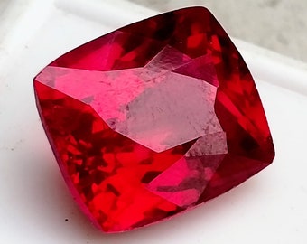 Faceted 10 Ct Natural Ruby Burma Pigeon Blood Polished Red Ruby Cushion Cut Certified Loose Gemstone Jewellery Accessory/ Halloween Gift Gem