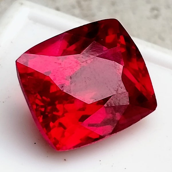 Rubis naturel à facettes, 10 carats, sang de pigeon de Birmanie, rubis rouge poli, taille coussin, pierre précieuse certifiée en vrac, accessoire de bijouterie/cadeau d'Halloween