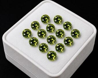 9 stuks gecertificeerde natuurlijke groene saffieren facetten, ronde saffieren, set gecertificeerde edelstenen, perfect voor sieraden, gepersonaliseerd cadeau!!!