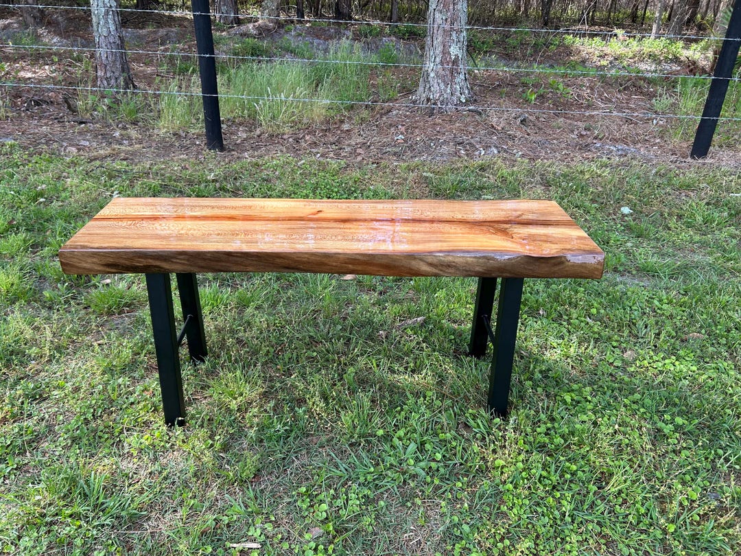 Handmade Wood Slab Bench - Etsy