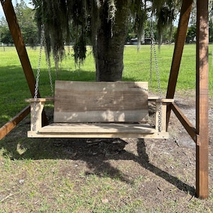 Handmade Oak Slab Porch Swing