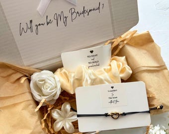 Bridesmaid Proposal Gift Box, Personalised will you be my bridesmaid Letter box gift, Maid of Honor wedding gift set, white proposal box