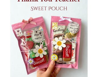 Personalised Thank You Teacher Gift, Teacher Appreciation Gift, End of Term Teacher Treat Pouch, Teacher Name Gift, Nursery Teacher Gift