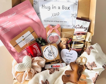 HUG IN A BOX, Bear Gift Box, letter box gift, pocket hug, Pick Me Up Gift, Think of you, Gift for Her, Self care Gift, Get Well Soon Gift