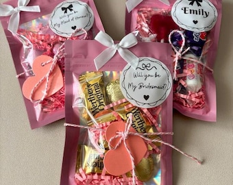 Bridesmaid proposal gift, Sweet Pouch,will you be my bridesmaid, personalised maid of honour gift, wedding gift, pre filled sweet bag favour
