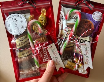 Personalised Christmas Hot Chocolate Pouch, Christmas Eve Box Filler, Christmas Stocking Filler, Christmas Chocolate Sweets Stocking Filler