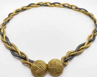 Vintage Woloch Paris Braided Belt – Gold & Silver-Toned Statement Accessory