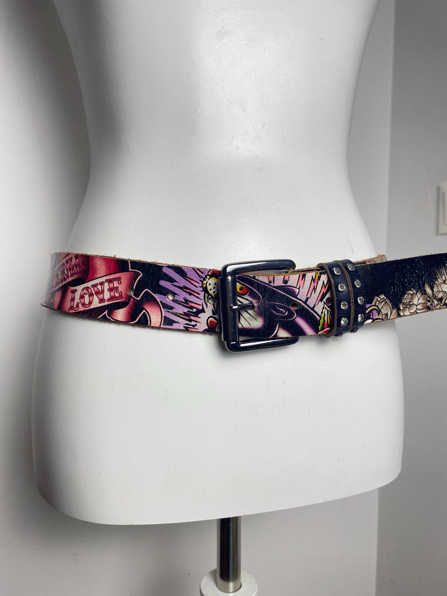 NWOT Ed Hardy by Christian Audigier handmade belt Ed Hardy by Christian Audigier Genuine Leather Belt Panther  main image 2