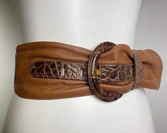 Vintage Creation Tasoni Croc Embossed Leather Belt (Size 70)