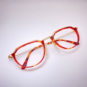 OWP Design Rare Eyewear Vintage Patterned Red Round Glasses Frame Colorful Funky Eyeglasses 90s