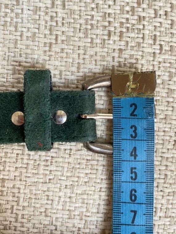 Vintage Green Suede Belt With Silver Floral and Heart  display picture 1
