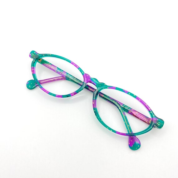 Enrico Coveri Rare Vintage Eyeglasses Green& Purp… - image 6