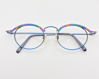 Fa Mode Vintage Brillen Selten Multicolor Bunt Gemustert Runde Brillengestell Funky