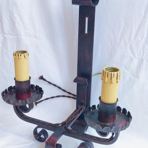 Rustic Two-Arm Wrought Iron Lantern - Medieval Home Decor