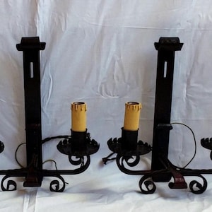 Rustic Two-Arm Wrought Iron Lanterns - Medieval Home Decor