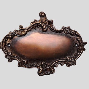 Ornate Brass Nameplate – Vintage Rococo Decorative Plaque for Restoration, Furniture & Home Décor