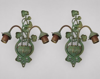 Art Nouveau Sconce Original 1930s Italian Brass – Vintage Floral Wall Light