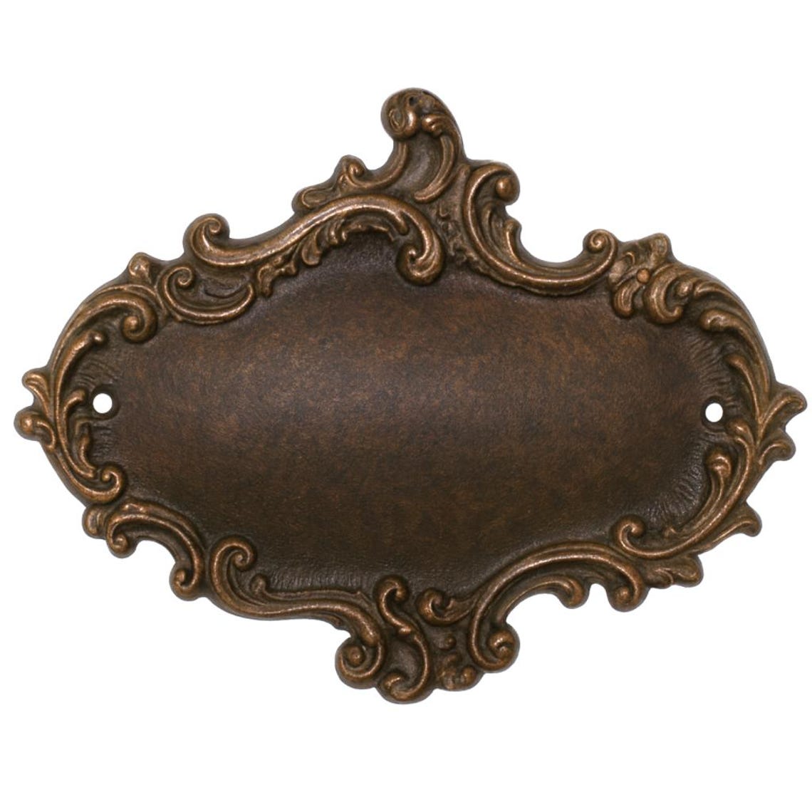 Backwards Ru Nameplate Ornate Brass Nameplate – Vintage Rococo Decorative Plaque for ...