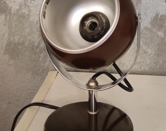 Veneta Lumi Vintage 1960s Eye Ball Lamp | Rare Italian Mid Century Modern Desk Light, Bronze Metal