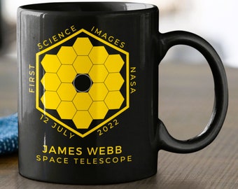 James Webb Telescope Premium Mug, JWST Premium Glossy Black Ceramic Coffee Mug (11oz), Astronomy Gifts, James Webb Gift