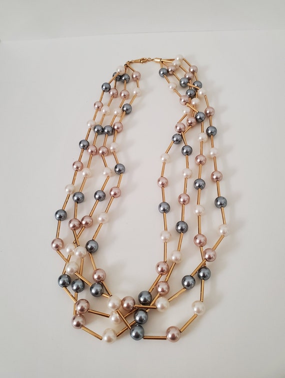 AVON Pearl Necklace Vintage Jewelry, Avon 4-Strand