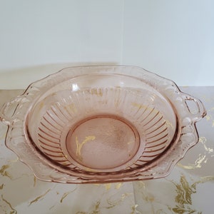 Depression Glass Vegetable Bowl/Serving Bowl, Pink DEPRESSION Glass Anchor Hocking, Vintage Pink Depression Glass Bowl with Handles