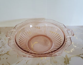 Depression Glass Vegetable Bowl/Serving Bowl Pink DEPRESSION Glass Anchor Hocking, Vintage Pink Depression Glass Bowl with Handles