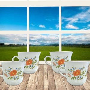 Corelle Wildflower Mugs Coffee Cups SET OF 4, Wildflower Corelle by Corning, Corelle Wildflower by Corning - Beautiful Like New Condition