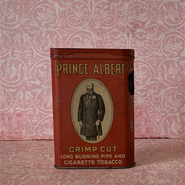 PRINCE ALBERT Tobacco Can TOBACCO Tin Can, Vintage 1940's Prince Albert Tobacco Can