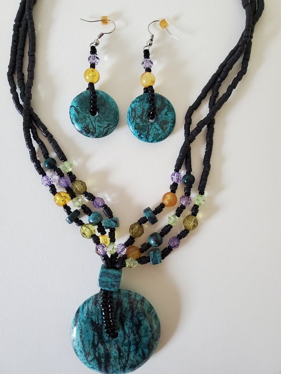 BOHO Necklace Beaded Jewelry Necklace Set, Beaded… - image 1