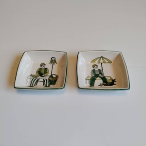 Vintage Set of Two Dishes Figgjo Flint Turi Design From Norway. Hand Painted.
