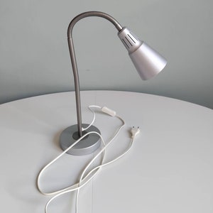 Ikea Kvart Silver Lamp. Desk lamp designed by Hagberg. Lamp With Flexible Arm.