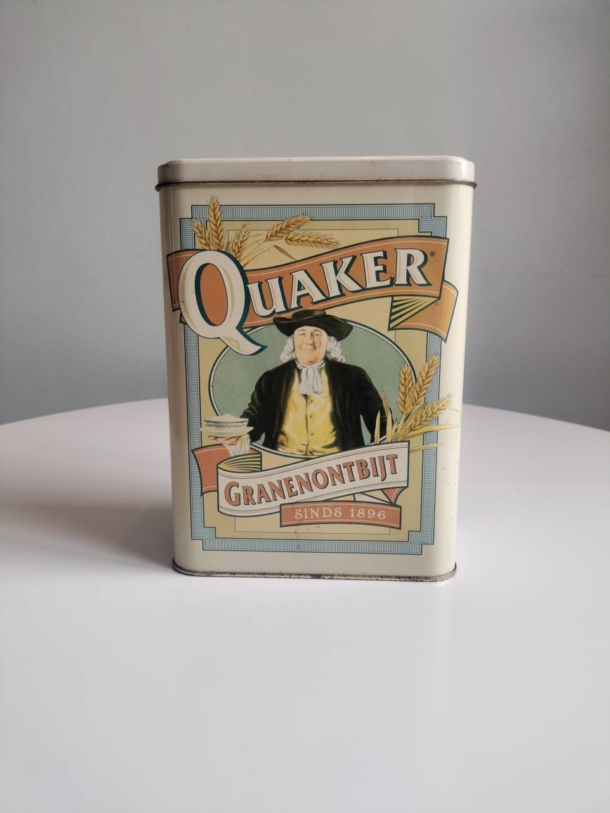 Vintage Large Original Quaker Oats Cardboard Container, Red/Blue/White