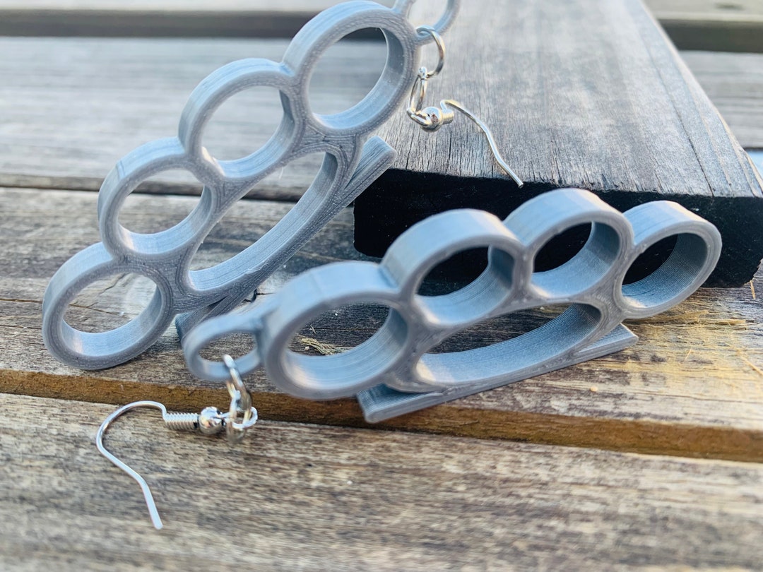 Brass Knuckle Earrings Punk Earrings Goth Earrings Light Etsy